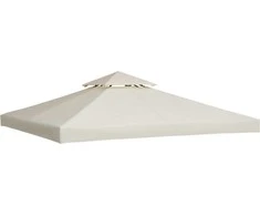 Outsunny Pakaitinis metalinės pavėsinės stogas 3x3 m, kreminės baltos spalvos