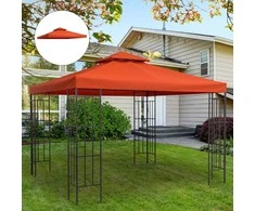 Outsunny Pakaitinis metalinės pavėsinės stogas, 3x3 m, rūdžių raudona