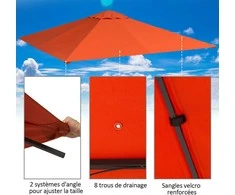 Outsunny Pakaitinis pavėsinės stogas, apsaugantis nuo saulės, pavėsinės danga iš poliesterio, oranžinė, 2,98 x 2,95 m
