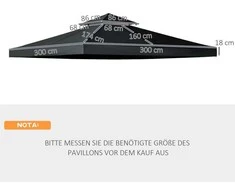 „Outsunny“ atsarginis stogas pavėsinėms, skirtas metalinėms sodo pavėsinėms, vakarėlių palapinėms, poliesteris, 3x3 m, anglies pilka