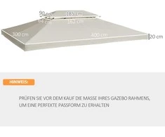 "Outsunny" pakaitinis paviljono stogas metaliniam paviljonui 4x3m - kreminė balta