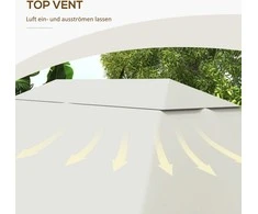 "Outsunny" pakaitinis sodo paviljono stogas 3,97x2,97 m UV apsauga, vandeniui atsparus paviljono stogas, kremas
