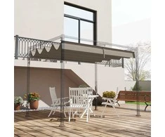 "Outsunny" pakaitinis stogas 2,85 x 2 m pavėsinei, vandeniui atsparus ištraukiamas stogelis su lietaus nutekėjimo angomis, apsauga nuo UV spindulių 30+, žiemai atsparus pavėsis sode, balkone, terasoje, kavinėje