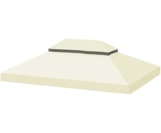"Outsunny" pakaitinis stogas sodo pavėsinei 3 x 4 m, vandeniui atsparus 370g/㎡ dvigubas apsauginis stogas, apsaugantis nuo lietaus, UPF30+, skirtas sodui, vakarėliui, terasai, kreminės baltos spalvos