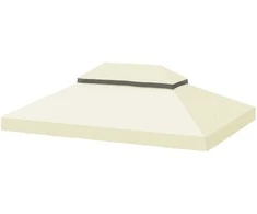 "Outsunny" pakaitinis stogas sodo pavėsinei 3 x 4 m, vandeniui atsparus 370g/㎡ dvigubas apsauginis stogas, apsaugantis nuo lietaus, UPF30+, skirtas sodui, vakarėliui, terasai, kreminės baltos spalvos