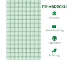 Outsunny atsarginė plėvelė sodo šiltnamiui tuneliui 9 m², plėvelės matmenys 3I x 3P x 2A m PE atspari UV spinduliams vandeniui nelaidi 6 langai + susukamos durys su užtrauktuku žalia