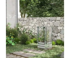 Outsunny Pakeliamos lysvės rinkinys, dėžė su plastikiniu dangčiu ir grotelėmis vijokliniams augalams, 53x53x90cm
