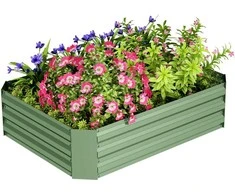 Outsunny pakelta lova iš plieno, sodinimo lova šalto rėmo sodo lova gėlių dėžė sukraunama, sodinukų dėžutė daržovių lova 120x90x30cm sodo balkonui, gėlių, augalų, daržovių sodinukas