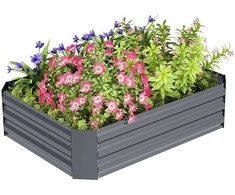 Outsunny pakelta lova iš plieno, sodinimo lova šalto rėmo sodo lova gėlių dėžė sukraunama, sodinukų dėžutė daržovių lova 120x90x30cm sodo balkonui, gėlių, augalų, daržovių sodinukas