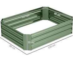 Outsunny pakelta lova iš plieno, sodinimo lova šalto rėmo sodo lova gėlių dėžė sukraunama, sodinukų dėžutė daržovių lova 120x90x30cm sodo balkonui, gėlių, augalų, daržovių sodinukas