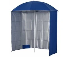 Outsunny Paplūdimio skėtis su šoniniu skydeliu, poliesteris, mėlynas, 2,2x2,2 m