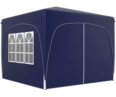 "Outsunny" pavėsinė 3x3 m, vandens nepraleidžianti, stabili, žiemai atspari iššokanti sulankstoma pavėsinė, apsauga nuo UV spindulių 50+, sulankstoma vakarėlių palapinė, sodo palapinė su 4 šoniniais skydais, sodo pavėsinė kempingui sode, tamsiai mėlyna