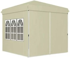 "Outsunny" pavėsinė apie 2,5x2,5 m, vandeniui atspari, stabili, žiemai atspari iššokanti sulankstoma pavėsinė, apsauga nuo UV spindulių 50+, sulankstoma vakarėlių palapinė, sodo palapinė su 4 šoniniais skydais, maišelis, sodo pavėsinė, skirta stovyklauti sode, kreminė balta