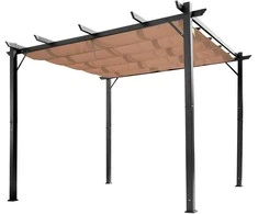 Outsunny Pavėsinė su reguliuojamu medžiaginiu stogu 3 x 4 m terasos stogelis