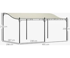 "Outsunny" pavėsinė su stogu, vandeniui atsparus paviljono stogelis, laisvai pastatomas sodo paviljonas terasos paviljono stogelis terasos sodo saulės apsaugai, maždaug 3x5x2,5 m, kreminės spalvos, baltas