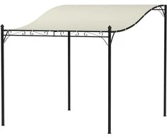 "Outsunny" pavėsinė su stogu, vandeniui atsparus paviljono stogelis, laisvai pastatomas sodo paviljonas terasos paviljono stogelis terasos sodo saulės apsaugai, maždaug 2,5x3x2,5 m, kreminės spalvos, baltas