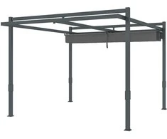 "Outsunny" paviljonas "Pergola Pavilion", maždaug 3,5x3 m, aliuminis Stabilus žiemos apsaugai nuo saulės su reguliuojamu stumdomu stogu, laisvai pastatomas sodo paviljonas, terasos dangtis, skirtas sodo balkonui, pilkas