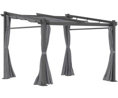 Outsunny Vandeniui atsparus paviljonas su stogeliu nuo saulės, terasos stoginė - tamsiai pilka 2,97 x 2,95 m
