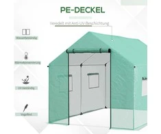 "Outsunny" plėvelinis šiltnamis 2x3x2 m Vėjo nepraleidžiantis šiltnamis su susukamu langu ir apsauga nuo UV spindulių, idealiai tinka pomidorams, plieninė konstrukcija, žalias