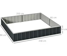 Outsunny DIY plieninė pakelta lysvė, sodo lysvė su T formos augalų žymekliais ir pirštinėmis, tamsiai pilka