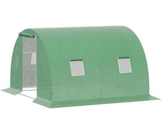 "Outsunny" polietunelis 3x3 m ilgio, 4 langai, apsauga nuo šalčio, vamzdinis plienas, tamsiai žalias