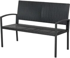 Outsunny Poliratano sodo suoliukas, 2 sėdimų vietų - juodas W122 x D60 x H87cm