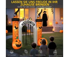 Outsunny Pripučiamas Helovino Toras, Moliūgo Dizainas, LED, Kiemo Vėliavėlės, Poliesteris