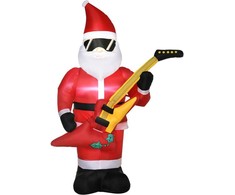 Pripučiamas Kalėdų senelis su elektrine gitara, Kalėdinė dekoracija 215 cm