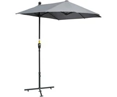 Outsunny Pusapvalis skėtis su laikikliu 2 x 2 m - pilka