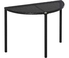 Outsunny Pusapvalis sodo staliukas iš poliratano ir metalo, juodas, 100 x 50 x 74 cm