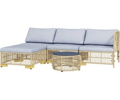 Lauko baldų komplektas "Outsunny" rotango sodo baldų komplektas, 5 dalių balkono baldų komplektas su pagalvėlėmis, su kampine sofa, taburetėmis, terasos baldų komplektas, plienas, šviesiai pilka spalva