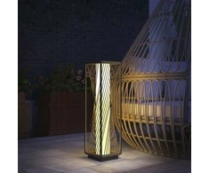 "Outsunny" saulės grindų lempa iš rotango su šviesos jutikliu 25 LED saulės lempos boho stiliaus IP44 vandeniui atspari saulės lempa saulės lempa lauko lempa įkraunamas saulės žibintas sodo balkonui lauko vejos kiemui