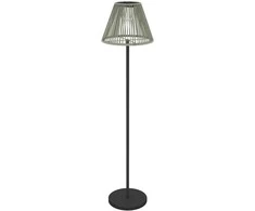 "Outsunny" saulės grindų lempa rotango saulės lempos su šviesos jutikliu 25 šviesos diodų automatinė saulės šviesa boho stiliaus IP44 vandeniui atspari saulės lempa lauko lempa sodo balkonui lauko vejai Ø33x135 cm