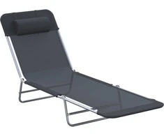 "Outsunny" saulės gultas sodo gultas atsipalaidavimo gultas baseino gultas dviaukštis gultas sodui ir terasai juodas