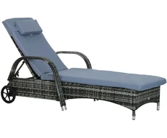 Outsunny Saulės gultas su pagalvėle - pilka, 200x73x30-103cm