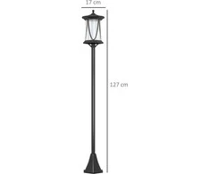 "Outsunny" saulės sodo žibintas 127 cm sodo lempa su šaltai balta LED šviesa, kelio šviesa su šviesos jutikliu, sodo šviesa, IP44 atsparus vandeniui, skirtas lauke, juodas