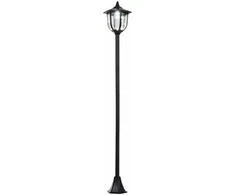 Outsunny Saulės sodo žibintas LED sodo žibintas su 30/60 liumenų, plastikinis, juodas, Ø26,5 x H177 cm