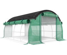 Outsunny šiltnamis 4 x 3 x 2 m plėvelinis šiltnamis su 8 langais, užtraukiamomis durimis, pakeliamomis šoninėmis sienelėmis, UV spinduliams atsparus tunelis, žiemai atsparus pomidorų šiltnamis su inkarais, žalias