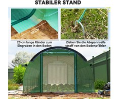 Outsunny 6 x 3 x 2 m plėvelinis šiltnamis su 12 langų, roletinėmis durimis, pakeliamomis sienelėmis, UV spinduliams atsparus arkinis šiltnamis, žieminis pomidorų namelis su žemės inkariniais laikikliais, žalias