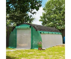 Outsunny 6 x 3 x 2 m plėvelinis šiltnamis su 12 langų, roletinėmis durimis, pakeliamomis sienelėmis, UV spinduliams atsparus arkinis šiltnamis, žieminis pomidorų namelis su žemės inkariniais laikikliais, žalias