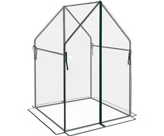 Outsunny plėvelinis šiltnamis, šiltnamis, šiltadaržis su dvigubomis durimis, vėjui atsparus pomidorų namelis, augalų namelis sodui, PE, skaidrus, 90 x 90 x 145 cm