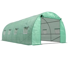 Outsunny šiltnamis, apie 6 x 3 x 2 m, plėvelinis šiltnamis su 8 langais, susukamos durys, susukamos šoninės sienelės, UV spinduliams atsparus plėvelės tunelis, žiemai pritaikytas pomidorų namelis su tvirtinimo kuolais, žalias