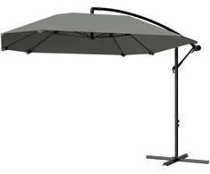 "Outsunny" skėčio konsolė aliuminis Ø 260 cm skėtis, vandeniui atsparus skėtis su stovu, alkūnė, apsauga nuo vėjo, pakreipiamas rinkos skėtis pakreipiamas sodo skėtis apsauga nuo saulės balkono sodo terasai tamsiai pilka