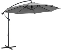 Outsunny Skėčio su alkūne skėtis su plieniniu rėmu ir poliesterio audiniu, pilkos spalvos, Ø2,95x2,45 m
