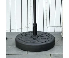 "Outsunny" skėčių laikiklis iki 35 kg, pripildomas skėčių laikiklis, apvalus skėčių laikiklis, skėčių svoris, skėčių laikiklis Ø38/48 mm, skirtas balkonui, terasai, sodui, juodas