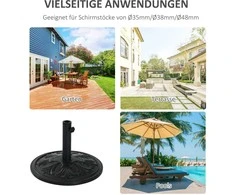 Outsunny Skėčių stovas 13 kg, Ø35/Ø38/Ø48mm skėčiams