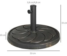 "Outsunny" skėčių stovas 18 kg, Ø38/48 mm skėčių stulpui, apvalus sodo skėčių stovas, sintetinė derva, bronza