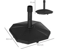 "Outsunny" skėčių stovas 22 kg Stabilus skėčių pagrindas Ø32/34/38 mm stulpams, užpildytas cementu, idealiai tinka sodui, juodas, Ø46x39H cm