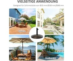 Outsunny Skėčių stovas 25 kg rotango išvaizdos skėčio pagrindas, Ø35/Ø38/Ø48 mm