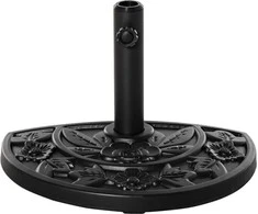 "Outsunny" skėčių stovas 9kg sodo skėčių pagrindas su gėlių dizainu, skirtas Ø35/38/48 mm skėčių stulpams, HDPE, pusapvaliams skėčiams, juodas